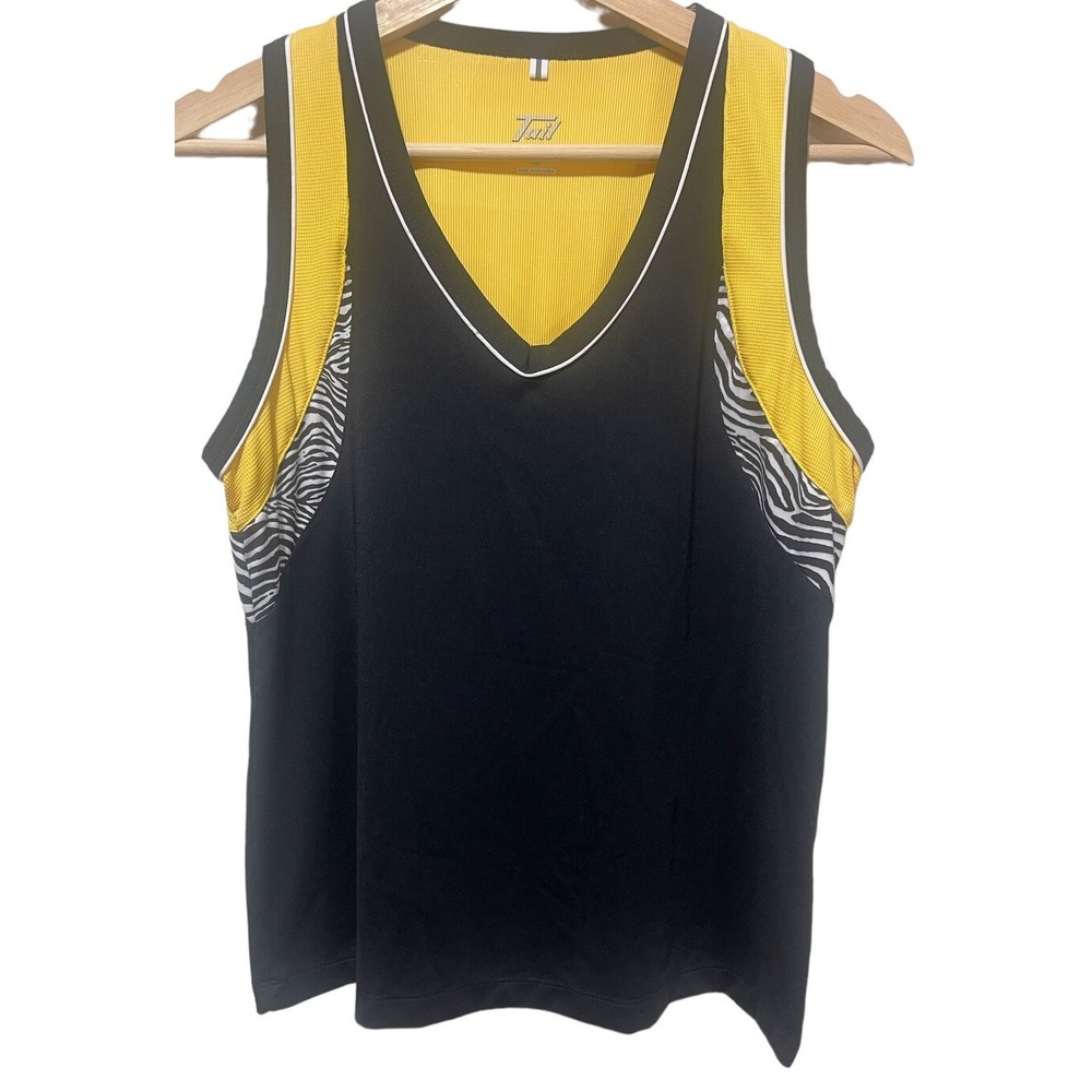 Tail Tech Performance Womens tank Top Size M Black Yellow White sleeveless EUC